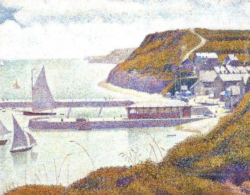 heure marée Tableau Peinture - port à port en Bessin à haute marée 1888